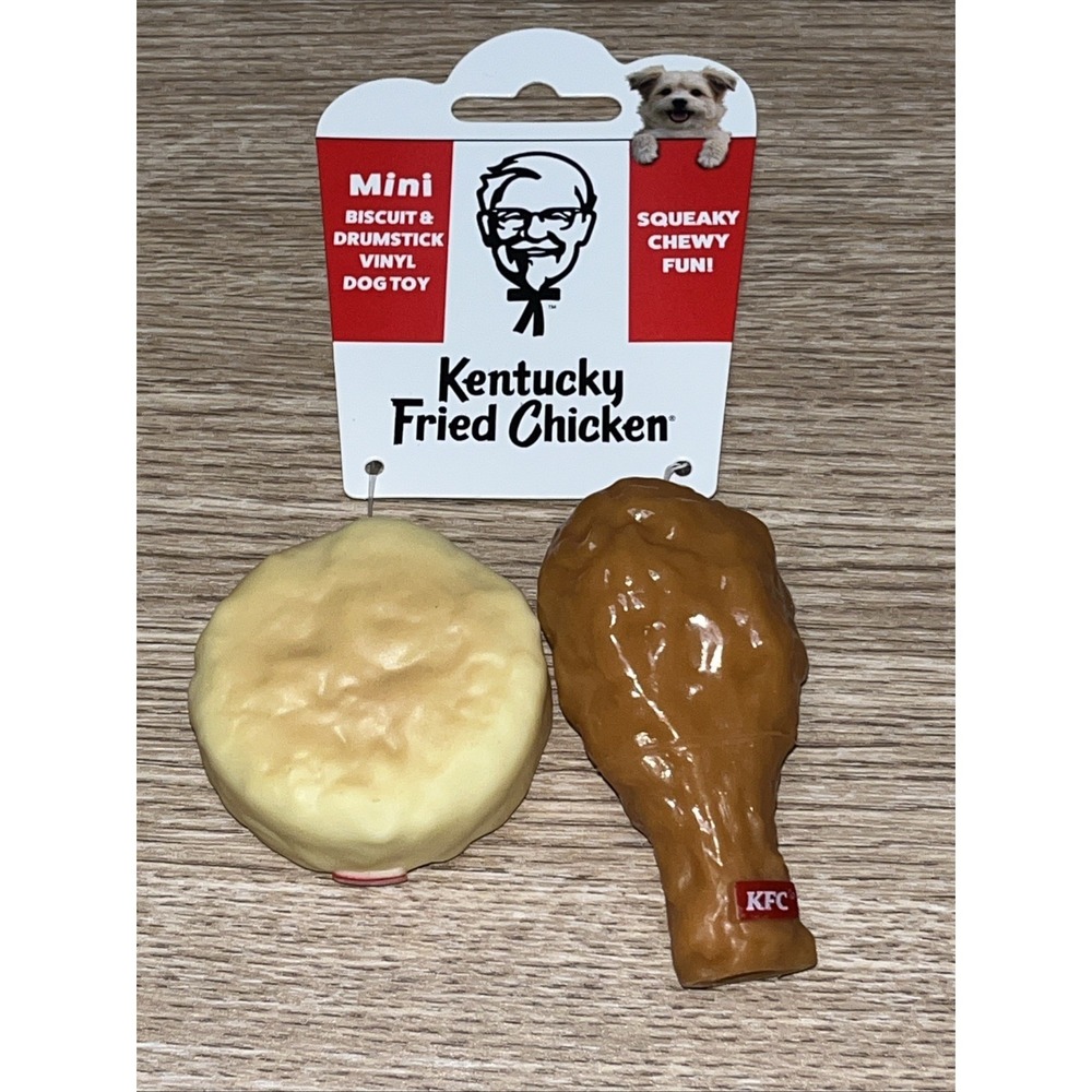 KFC Biscuit & Drumstick Vinyl 2pc Squeaky Small Dog Toys Kentucky Fried Chicken